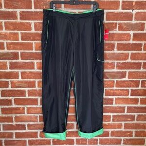 NWT vintage Y2K black and neon green Avenue parachute track pants joggers